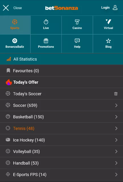 Betbonanza Mobile Sports